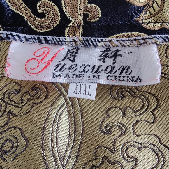 Gold and Black vintage blouse with mandarin collar and Chinese knot buttoms - Picture 14 of 16